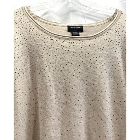 Liz Claiborne Career Pullover Sweater  Beige Studded Size 1X - Picture 6 of 9